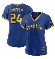 Women Seattle Mariners 24 Ken Griffey Jr  Royal 2023 City Connect Stitched Baseball Jersey