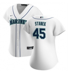 Women Seattle Mariners 45 Ryne Stanek White Stitched Baseball Jersey