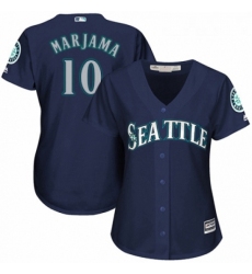 Womens Majestic Seattle Mariners 10 Mike Marjama Authentic Navy Blue Alternate 2 Cool Base MLB Jersey 