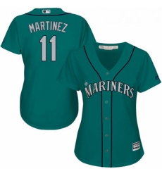 Womens Majestic Seattle Mariners 11 Edgar Martinez Replica Teal Green Alternate Cool Base MLB Jersey 