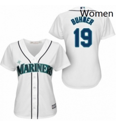 Womens Majestic Seattle Mariners 19 Jay Buhner Replica White Home Cool Base MLB Jersey 