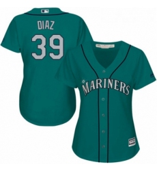 Womens Majestic Seattle Mariners 39 Edwin Diaz Replica Teal Green Alternate Cool Base MLB Jersey 