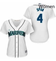 Womens Majestic Seattle Mariners 4 Denard Span Authentic White Home Cool Base MLB Jersey 