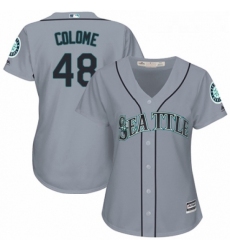 Womens Majestic Seattle Mariners 48 Alex Colome Replica Grey Road Cool Base MLB Jersey 
