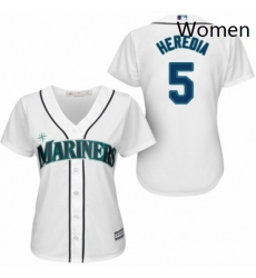 Womens Majestic Seattle Mariners 5 Guillermo Heredia Authentic White Home Cool Base MLB Jersey 