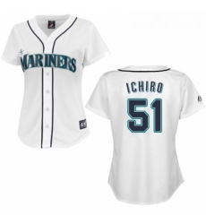 Womens Majestic Seattle Mariners 51 Ichiro Suzuki Replica White MLB Jersey