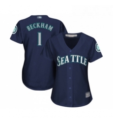 Womens Seattle Mariners 1 Tim Beckham Replica Navy Blue Alternate 2 Cool Base Baseball Jersey 