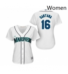 Womens Seattle Mariners 16 Domingo Santana Replica White Home Cool Base Baseball Jersey 