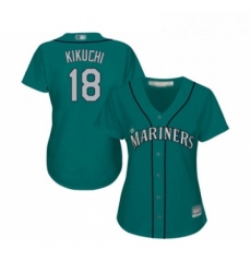 Womens Seattle Mariners 18 Yusei Kikuchi Replica Teal Green Alternate Cool Base Baseball Jersey 