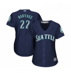 Womens Seattle Mariners 22 Omar Narvaez Replica Navy Blue Alternate 2 Cool Base Baseball Jersey 