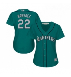 Womens Seattle Mariners 22 Omar Narvaez Replica Teal Green Alternate Cool Base Baseball Jersey 