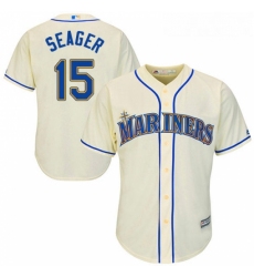 Youth Majestic Seattle Mariners 15 Kyle Seager Authentic Cream Alternate Cool Base MLB Jersey