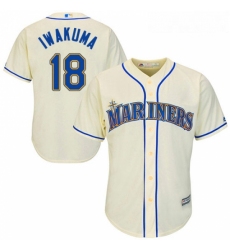 Youth Majestic Seattle Mariners 18 Hisashi Iwakuma Replica Cream Alternate Cool Base MLB Jersey