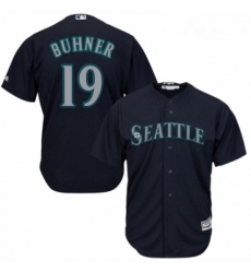 Youth Majestic Seattle Mariners 19 Jay Buhner Authentic Navy Blue Alternate 2 Cool Base MLB Jersey 