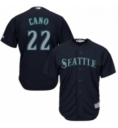 Youth Majestic Seattle Mariners 22 Robinson Cano Authentic Navy Blue Alternate 2 Cool Base MLB Jersey