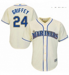 Youth Majestic Seattle Mariners 24 Ken Griffey Authentic Cream Alternate Cool Base MLB Jersey