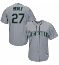 Youth Majestic Seattle Mariners 27 Ryon Healy Replica Grey Road Cool Base MLB Jersey 