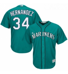 Youth Majestic Seattle Mariners 34 Felix Hernandez Replica Teal Green Alternate Cool Base MLB Jersey