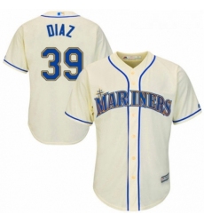 Youth Majestic Seattle Mariners 39 Edwin Diaz Authentic Cream Alternate Cool Base MLB Jersey 