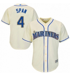 Youth Majestic Seattle Mariners 4 Denard Span Replica Cream Alternate Cool Base MLB Jersey 