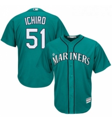 Youth Majestic Seattle Mariners 51 Ichiro Suzuki Authentic Teal Green Alternate Cool Base MLB Jersey