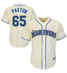 Youth Majestic Seattle Mariners 65 James Paxton Authentic Cream Alternate Cool Base MLB Jersey 