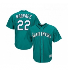 Youth Seattle Mariners 22 Omar Narvaez Replica Teal Green Alternate Cool Base Baseball Jersey 