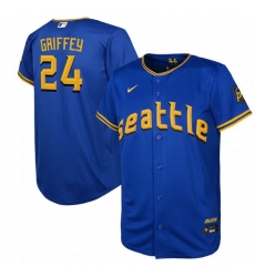 Youth Seattle Mariners 24 Ken Griffey Jr  Royal 2023 City Connect Stitched Baseball Jersey