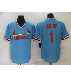 Cardinals 1 Ozzie Smith Light Blue Nike Cool Base Throwback Jersey