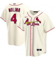 Cardinals 4 Yadier Molina Cream 2020 Nike Cool Base Jersey