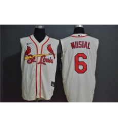 Cardinals 6 Stan Musial Cream Nike Cool Base Sleeveless Jersey