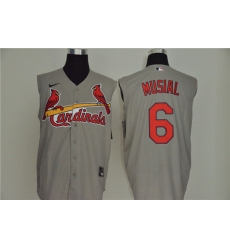 Cardinals 6 Stan Musial Gray Nike Cool Base Sleeveless Jersey