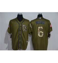 Cardinals 6 Stan Musial Olive 2020 Nike Cool Base Jersey