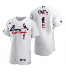 Men St  Louis St.Louis Cardinals 1 Ozzie Smith Men Nike White Fluttering USA Flag Limited Edition Flex Base MLB Jersey