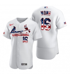 Men St  Louis St.Louis Cardinals 16 Kolten Wong Men Nike White Fluttering USA Flag Limited Edition Flex Base MLB Jersey