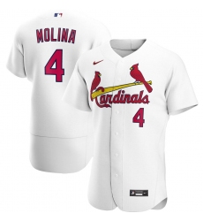 Men St  Louis St.Louis Cardinals 4 Yadier Molina Men Nike White Home 2020 Flex Base Player MLB Jersey