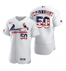 Men St  Louis St.Louis Cardinals 50 Adam Wainwright Men Nike White Fluttering USA Flag Limited Edition Flex Base MLB Jersey