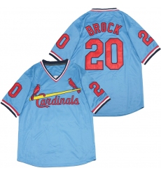 Men St.Louis Cardinals 20 Lou Brock Blue Throwback Jersey
