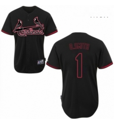 Mens Majestic St Louis Cardinals 1 Ozzie Smith Authentic Black Fashion MLB Jersey