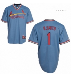 Mens Majestic St Louis Cardinals 1 Ozzie Smith Authentic Blue Cooperstown Throwback MLB Jersey