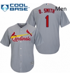 Mens Majestic St Louis Cardinals 1 Ozzie Smith Replica Grey Road Cool Base MLB Jersey