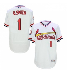 Mens Majestic St Louis Cardinals 1 Ozzie Smith White Flexbase Authentic Collection Cooperstown MLB Jersey