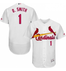 Mens Majestic St Louis Cardinals 1 Ozzie Smith White Home Flex Base Authentic Collection MLB Jersey