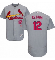 Mens Majestic St Louis Cardinals 12 Paul DeJong Grey Road Flex Base Authentic Collection MLB Jersey