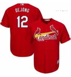 Mens Majestic St Louis Cardinals 12 Paul DeJong Replica Red Alternate Cool Base MLB Jersey 