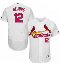 Mens Majestic St Louis Cardinals 12 Paul DeJong White Home Flex Base Authentic Collection MLB Jersey