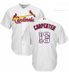 Mens Majestic St Louis Cardinals 13 Matt Carpenter Authentic White Team Logo Fashion Cool Base MLB Jersey