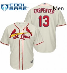 Mens Majestic St Louis Cardinals 13 Matt Carpenter Replica Cream Alternate Cool Base MLB Jersey