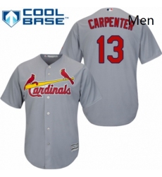 Mens Majestic St Louis Cardinals 13 Matt Carpenter Replica Grey Road Cool Base MLB Jersey