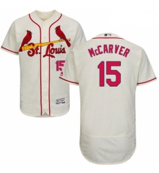 Mens Majestic St Louis Cardinals 15 Tim McCarver Cream Alternate Flex Base Authentic Collection MLB Jersey 